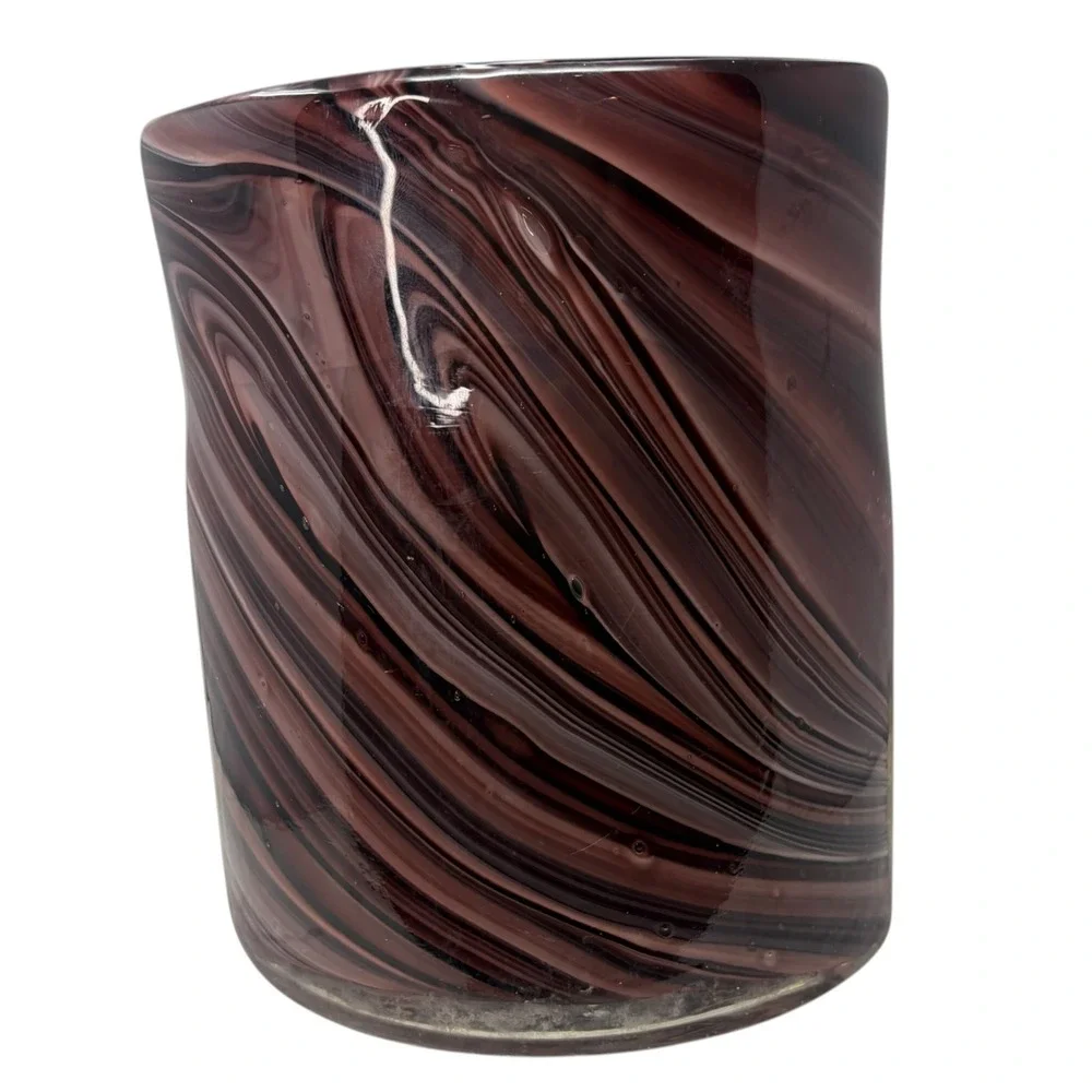 Vintage Purple Swirl Art Glass Vase Freeform Studio Glass Sculptural Decor